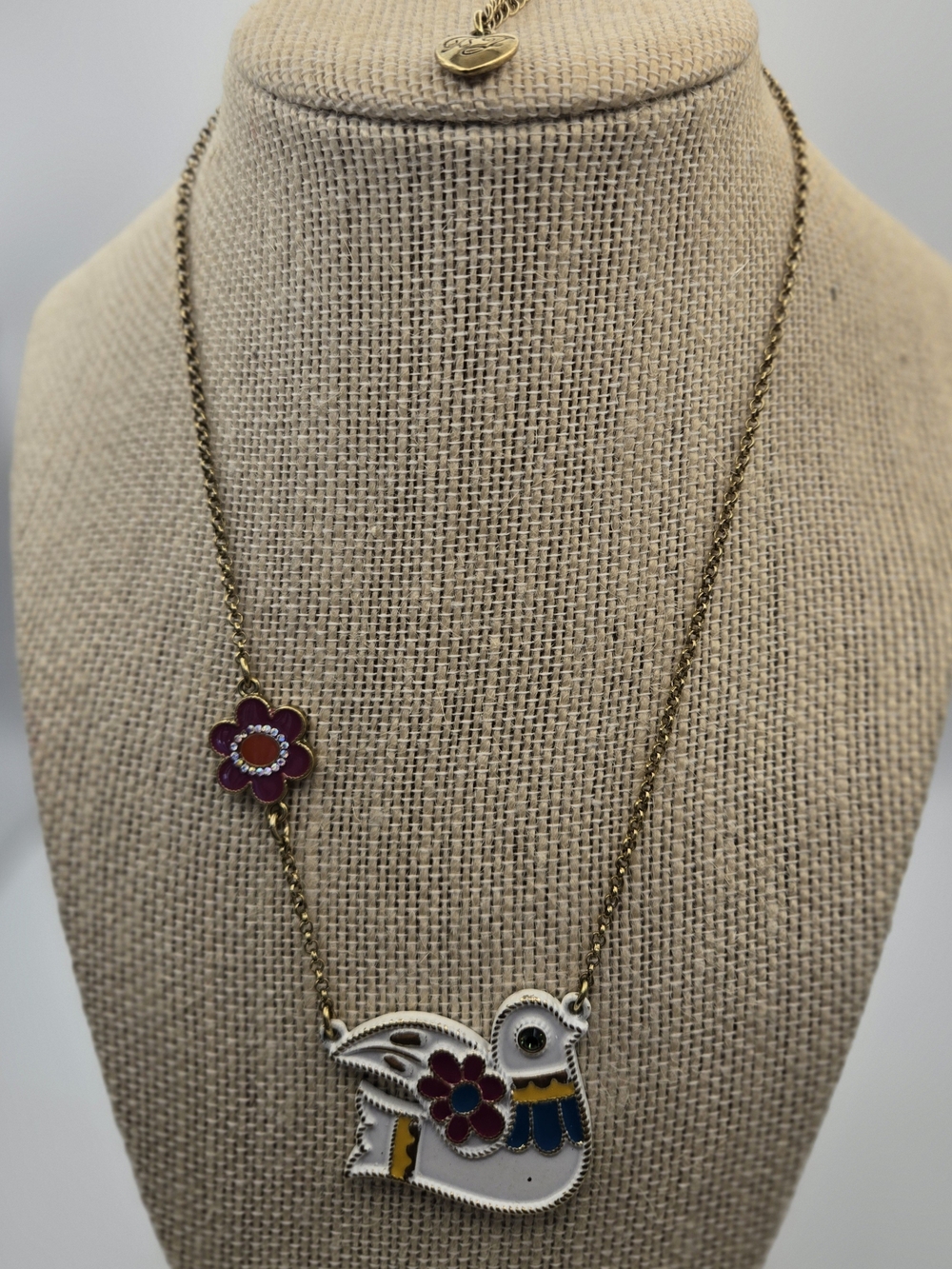 Betsey Johnson DoveFlower Necklace Peace Vintage Inspired Hippie Woodstock READ